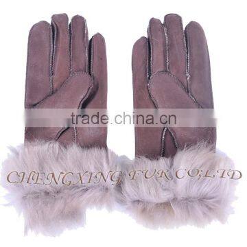 CX-A-59E Women Classic Elegant Genuine Leather Sheep Fur Gloves photo-2