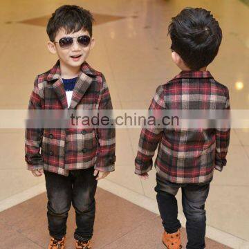 2016 high quality boys lattice coats 100% Cotton Long Sleeve