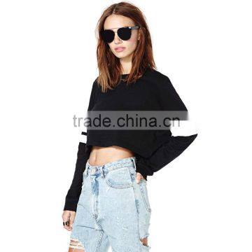 New Hip Hop Women Crop Tops Patchwork Long Sleeve Casual Loose Pullover Bomber Sweatshirt photo-5