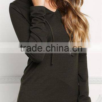 MGOO Factory Custom 2017 V Neck 100% Cotton Sweaters Olive Hooded Jersey Plain V Neck Long Sleeves photo-4