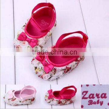 2014 new baby product girls lace flower cotton infant baby shoe newborn lace baby shoes for girls