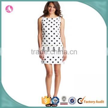 Wholan new design women clothing sleeveless summer dotted dress 15 year old girl dress names design with pictures