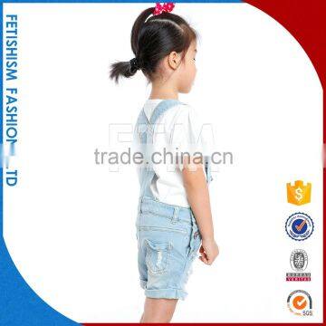 100% Denim Cotton Wholesale Kids Girls Overalls Belt Pants Fashion Clothes For Sale photo-3