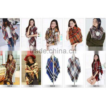 Classic Plaid Pattern High Quality 30 Choice 140*140 Acrylic New European Style Square Blanket Scarf photo-3