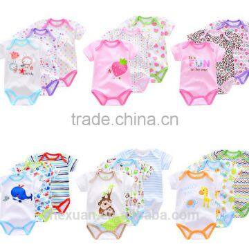 OEM Factory or 8 Groups Stocked Designs100% Cotton Summer Custom Printed 100% Cotton Baby Romper photo-6