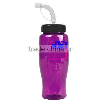 USA Made 27 oz Transparent Sports Bottle With Straw Lid - BPA/BPS-free, FDA compliant and comes with your logo