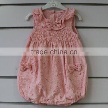 100% Cotton Embroider Woven Romper With Smart