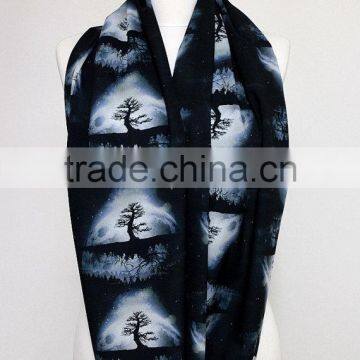 Tree of Life Infinity Scarf, Moon Scarf, Loop Scarf Circle Scarf Gift Ideas for Her, Spring - Summer - Fall - Winter Session photo-3