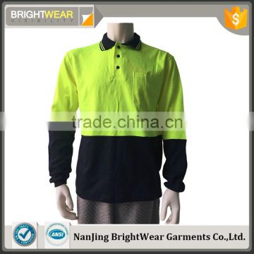 Hot sale poly/cotton two-tone long sleeve Australia safety day use only reflective polo shirt