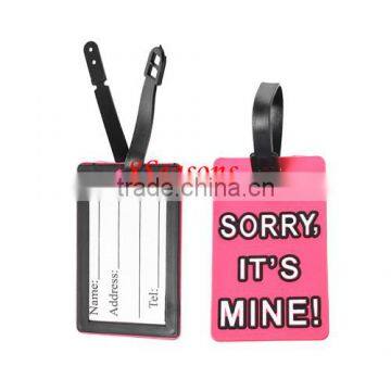 Fuchsia Polyvinylchlorid Travel Suitcase Baggage Tag Luggage Tag Name Bag Card Holder 10.5cm x 6.5cm