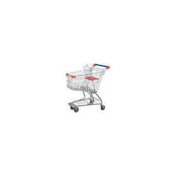 Low Carbon Steel American Grocery Shopping Trolley With Base Grid / Bottom Tray