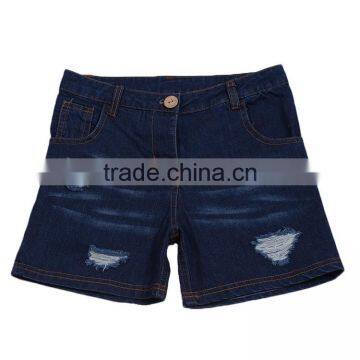 Latest Fashion Design Little Girls Denim Jeans Shorts With Belt Popular Broken Hole Style Wholesale Store Buttons Stylish Shorts photo-3