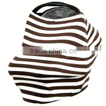 Pre Order Wholesale 3 in 1 Infant Baby Car Seat Cover Rayon Nursing Cover Car Seat Canopy Stripe Baby Canopy Shopping Cart Cover photo-3