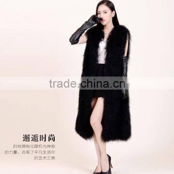 SJ226-02 Black New Arrival 2016 Real Fur Outwear Fur Coat Women photo-4