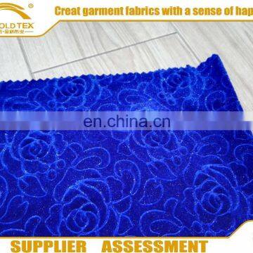 Hot Sale New Desig Polyester Spandex Knitted Shiny Embossed Velvet Fabric