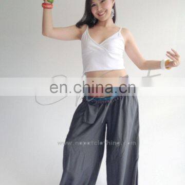 Thai design Fashion Ladies Light Rayon Aladdin with Thick Handwoven Strip Waist Long Pants