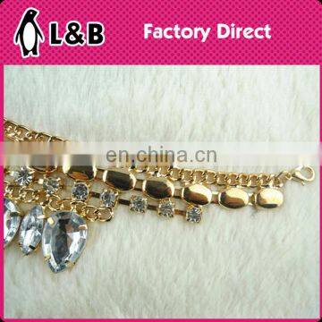 Jewelry Handmade High Quality Decoration for Collars Sparkle Rhinestone Crystal Gold Necklace for Collar photo-3