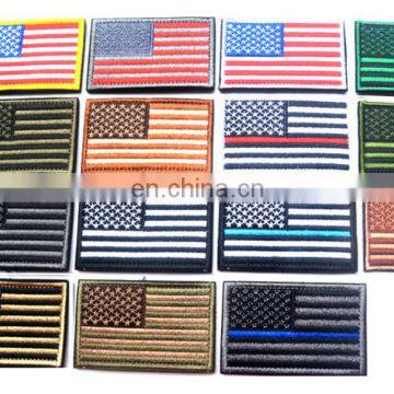 No Minimum Custom Designs Whole Country Flag Embroidery Patch Velcr on Backing for Bag,Hot Sale 3D USA American Flag Embroidery