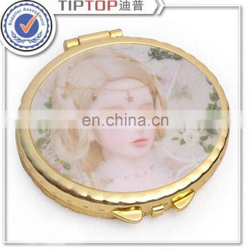 fashion round metal cosmetic compact mirror