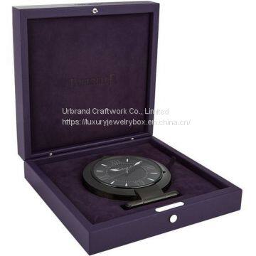 Luxury leather clock gift box clock storage box with custom logo manufacturer