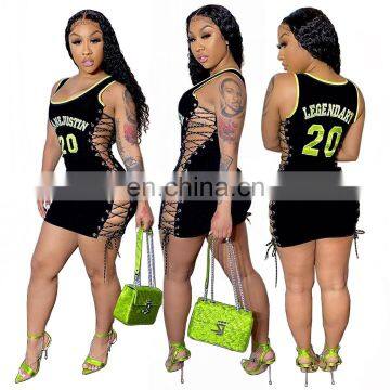 2020 New Arrivals Women Sexy Club Party Dresses Ladies Bodycon Letter Printed Dresses Women Summer Dresses photo-3