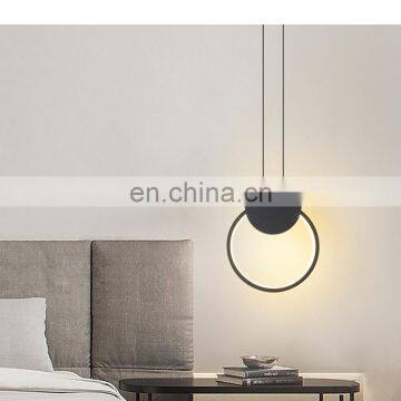 Nordic post-modern style bedroom dining room chandelier iron round bar clothing store led creative chandelier