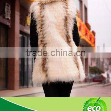 100% Real Natural Raccoon Fur Coat with Sleeveless Fur Collar