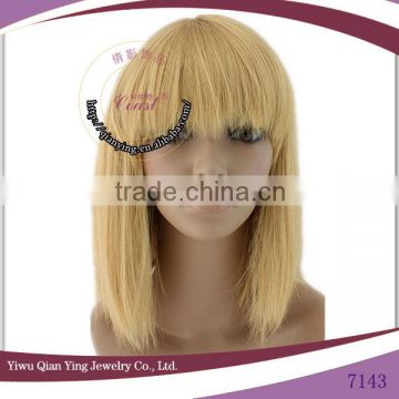 cheap straight bob style short Blonde Synthetic Wig