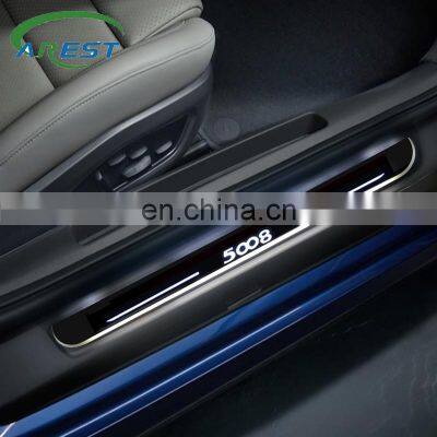 Ultrathin Acrylic LED Door Sill Scuff Plate for Peugeot 5008 2016 2017 2018 2019 2020 Door Threshold Pathway Light