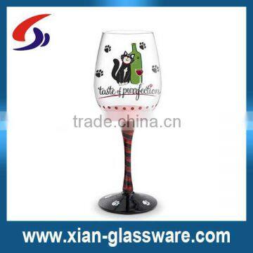 wholesales hand painted stem wine glass for Christmas day