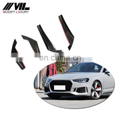 for Audi A4 Carbon Fiber Front Bumper Canards 2017-2019