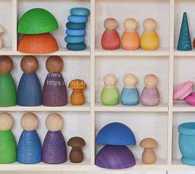 Mushrooms Honeycomb Droplets Tree Cones Mini Cones Blocks Toy DIY Wooden Rainbow Loose Parts photo-5