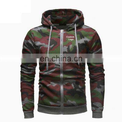 New Hoodie Men Autumn Casual Solid Long Sleeve Men Hoodies Sweatshirts Slim Zipper Men Camo Hooded Hoodie