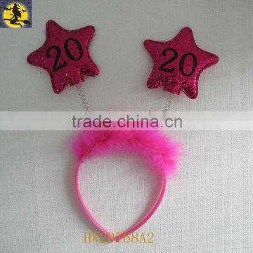 Hot Pink Glitter Star Birthday Head Band for 20th Birthday