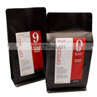 Custom Printed 12oz 340g Coffee Bags Resealable Flat Bottom Box Pouch for Coffee With Valve