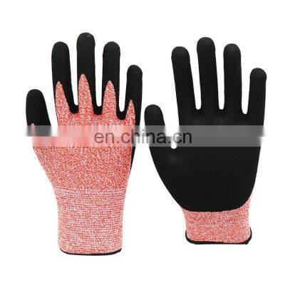 HY Most Popular Seamless HPPE Level 5 Cut Resistant Nitrile Coated Gloves photo-4