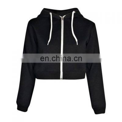 Elastic Bottom Lace Fashion Printing Street Wear High Quality Cotton Fleece Crop Top Hoodie for Women photo-4