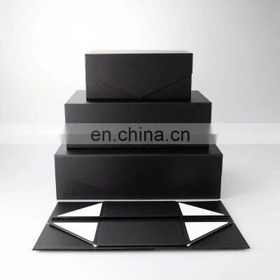 Custom Luxury Large Big Foldable Magnetic Closure Gift Packaging Box With Lid Black Magnetic Gift Box photo-3