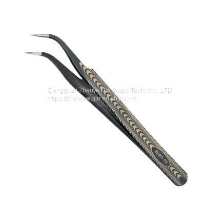 Tweezers Black Hardened Stainless Steel Straight Tip Tweezers Straight Tip Curved Tip Repair Tool Tweezers With Texture No. 15 Tweezers photo-2