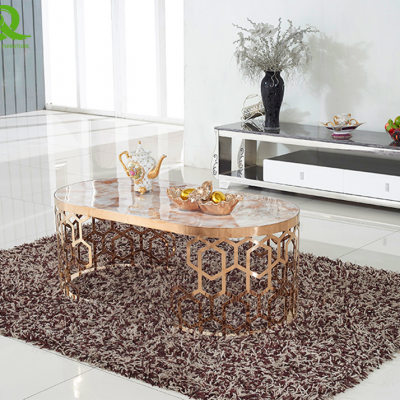 Wholesale modern stainless steel coffee table living room marble coffee table