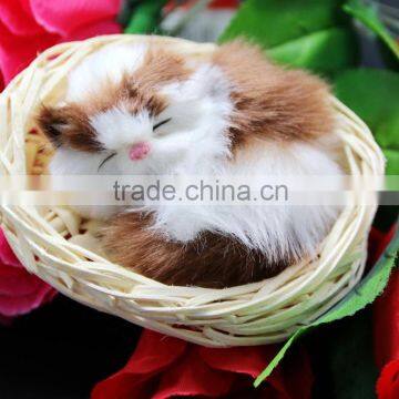 Cute Small Sleeping Plush Toy Cat With Long Fur photo-2
