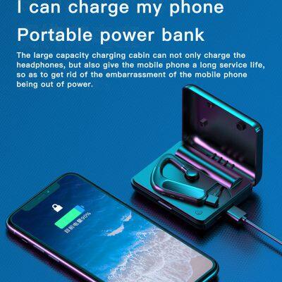 Y10 TWS Wireless Sport Headphone Ear Hook Business Single Waterproof Headset With Mic Charger Power Bank photo-5