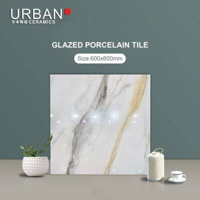 Luxury Hotel Golded 600X600mm Ceramic Non Slip Glazed Rustic Porcelain Floor Wall Tile