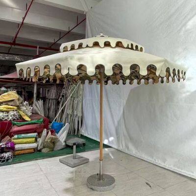 Outdoor parasol double layer wave column umbrella scenic area homestay with hanging edge beach parasol