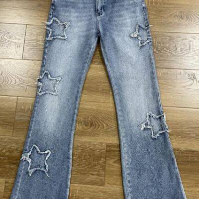 New Women's Casual Vintage Light Blue Denim Jeans High Waist Drawstring Loose Wide Leg Design Ladies Jeans photo-2