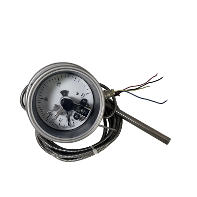 Thermomètre de type à pression rempli d'huile de silicone capillaire pour l'industrie textile avec sonde en acier inoxydable, thermomètre à huile pour l'industrie chimique
