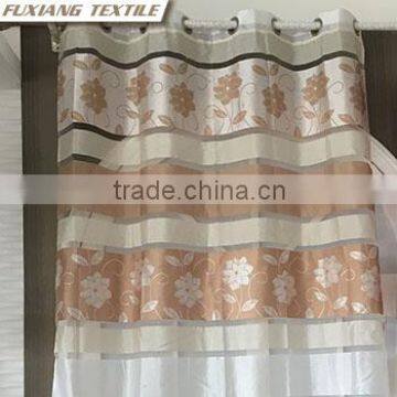 Polyester voile jacquard stripe 8 eyelets window beige curtain