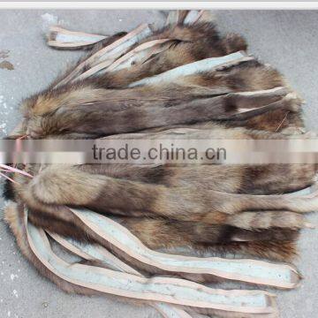 Natural Color Garment Real Raccoon Fur Collar , Customized in Length