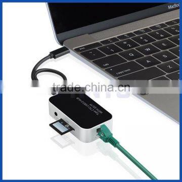 Multifunction 5-in-1 USB Type C Female to 2 Ports USB 3.0 Hub With TF/SD Card Reader + RJ45 10/100/1000Mbps Gigabit Lan Adapter photo-6