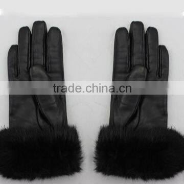 Ladies Sheepskin Guneine Leather Gloves With Fur photo-3